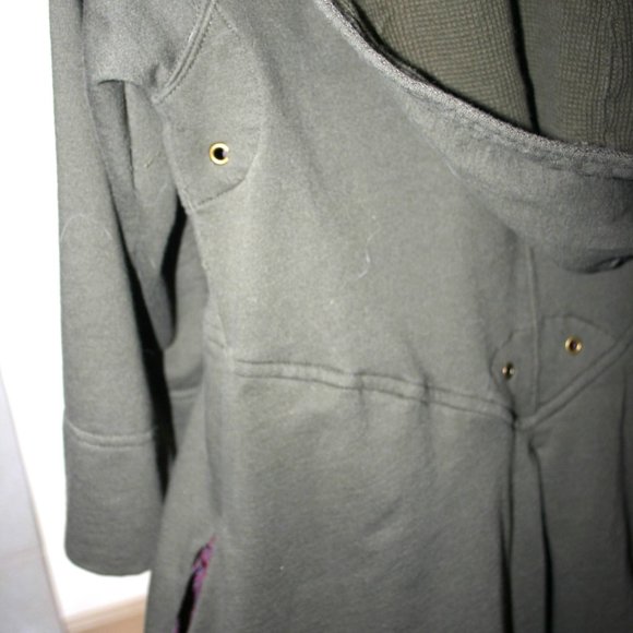 FREE PEOPLE Olive Cotton Tunic/Dress Empire Waist Medium 8/10 Skirt Part Lined - Picture 14 of 14